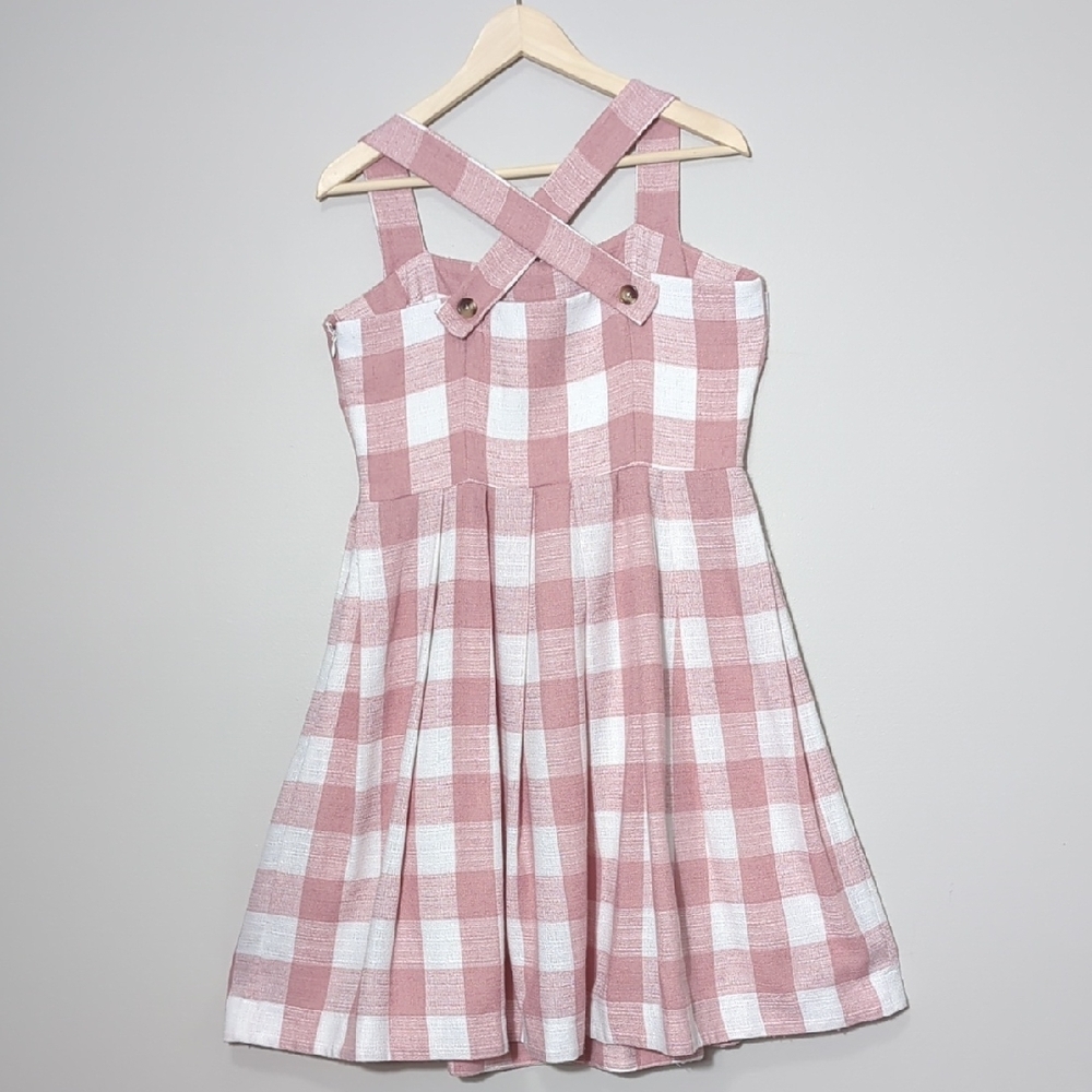 Gal Meets Glam Pink White Polly Cross Back Pleated Sundress 12 Retro Pin Up Vtg - Picture 10 of 16